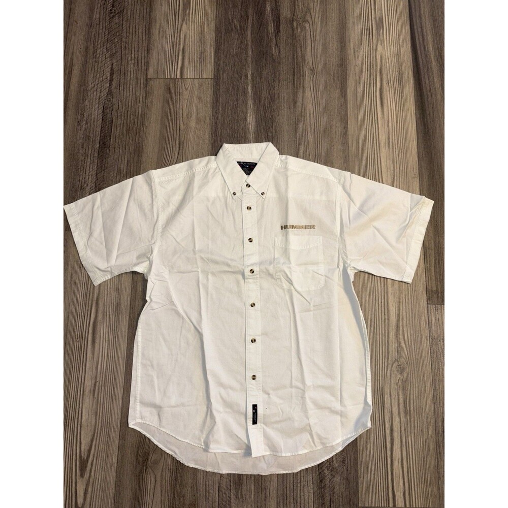GMC HUMMER - Port Authority - Short Sleeve Dress Shirt - L - White/ Tan